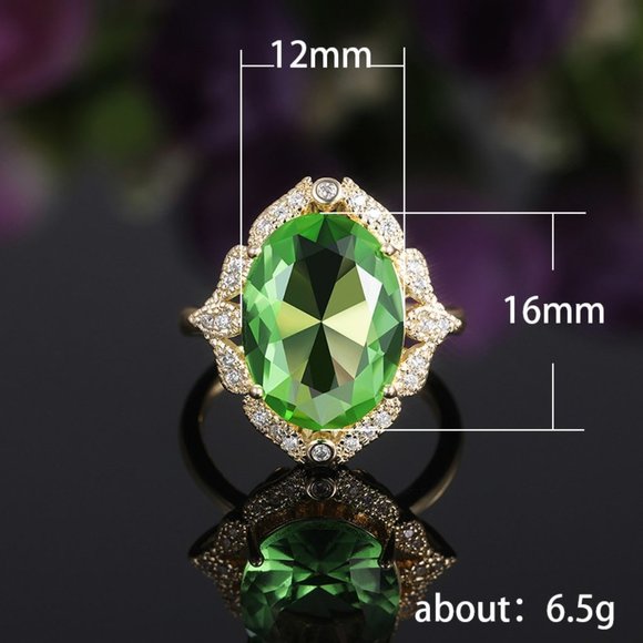 ❤Royal Court Large Oval Zircon Cubic Flower Luxury Gold Rings for WomenMARR9192 - Picture 7 of 7